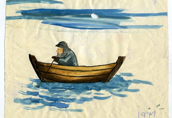 Fiskimaður í báti.