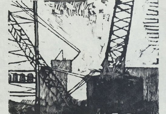 Bryggjukranar á Norðurbakkanum í Hafnarfirði. Dúkrista 1980.