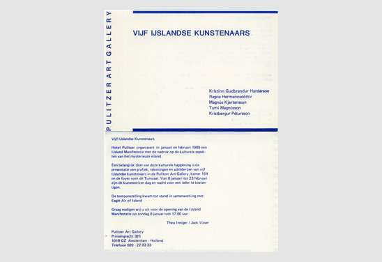 Vijf Ijslandse Kunstenaars, boðskort