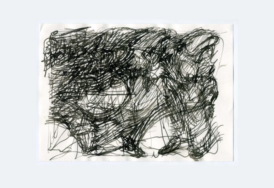 Improvisation 12.04.'20 nr.1. Ink on paper 15 x 21 cm.