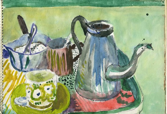 uppstilling með kaffibakka